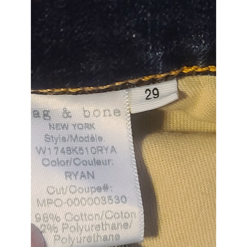 Rag & Bone Ryan Straight Leg Jeans Blue Raw Hem Sz 29 edgy distressed never worn - Picture 6 of 7